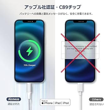 Amazon.co.jp: Aioneus ライトニングケーブル 短い 30cm 2本セット